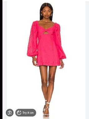Revolve Majorelle Lizzy mini dress small Paradise Pink Eyelet Lace Cut Out